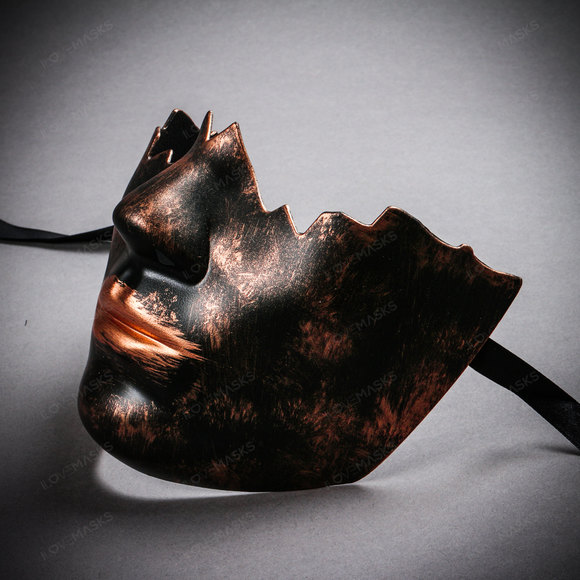 Unpainted Lower Half Face Costume Masks Masquerade - Black Copper - Picture 3 of 4